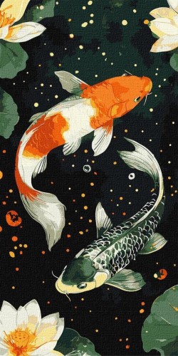 Malowanie po numerach - Ryby koi 40x80cm, Ideyka