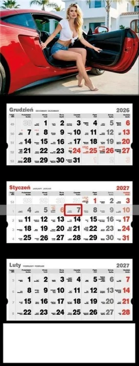 Kalendarz 2027 trójdzielny Dziewczyna