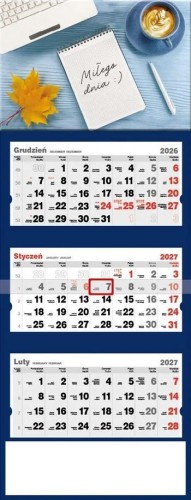 Kalendarz 2027 trójdzielny Kawa