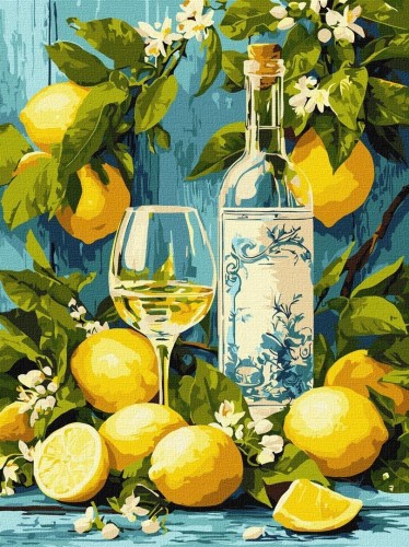 Malowanie po numerach - Białe wino 30x40cm, Ideyka