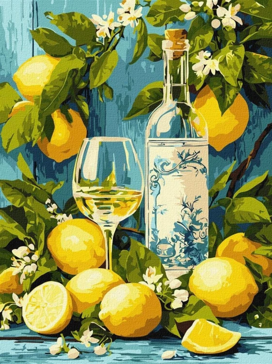 Malowanie po numerach - Białe wino 30x40cm, Ideyka