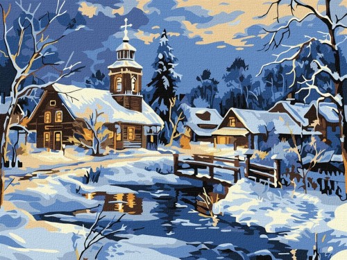 Malowanie po numerach - Spokój nad rzeką 30x40cm