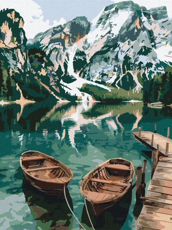 Malowanie po numerach - Łodzie na jeziorze 30x40cm