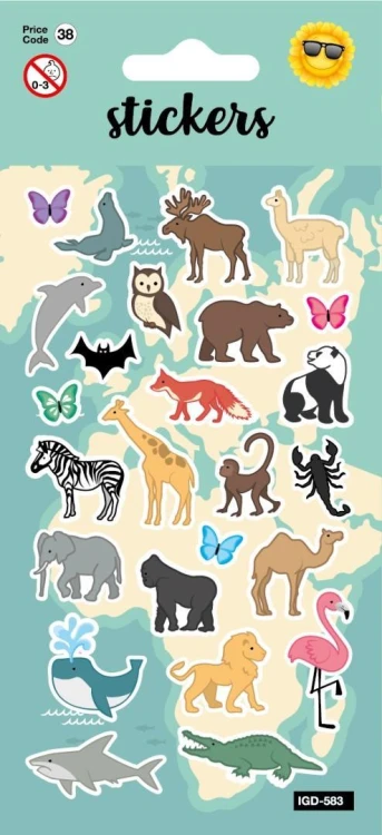 Naklejki - Worldmap Animals, Card Group Greetings