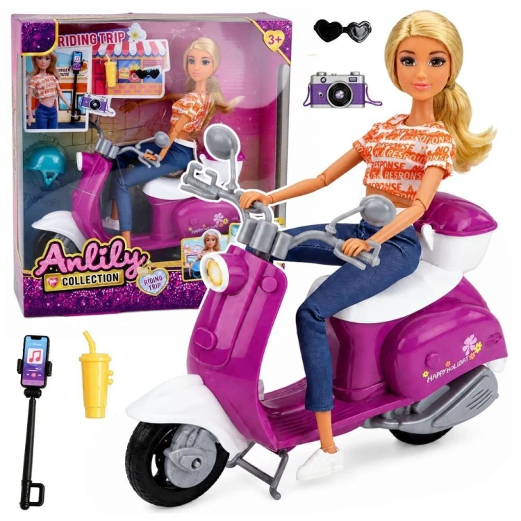 Lalka Anlily - Podróżniczka na skuterze, Leantoys