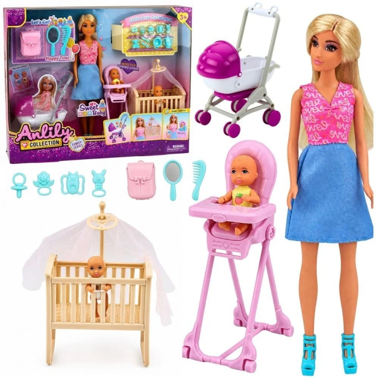 Lalki Anlily - Mama z dziećmi i akcesoriami