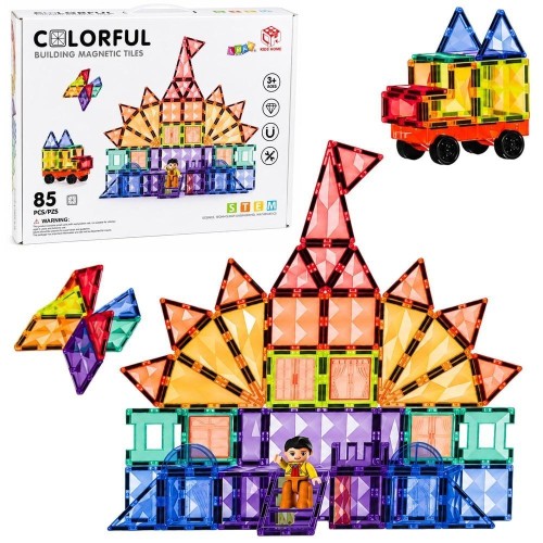 Klocki magnetyczne konstrukcyjne Panele 3D 85el