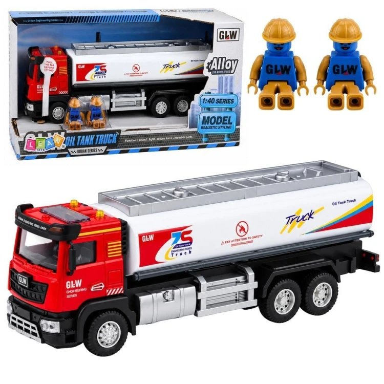 Ciężarówka metalowa z figurkami, Leantoys