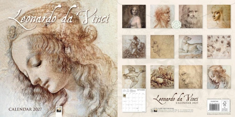 Kalendarz 2027 ścienny kwadrat Leonardo da Vinci