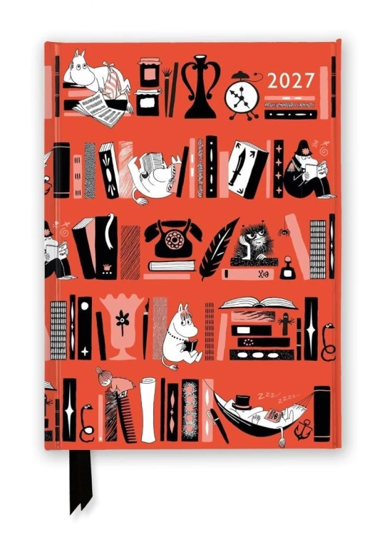 Terminarz 2027 A5 TW Muminki Półki z ksiżkami