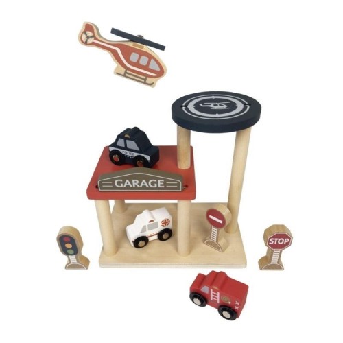 Drewniany garaż z samochodami, Egmont Toys
