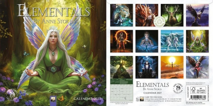 Kalendarz 2027 ścienny mini Elementals Anne Stokes