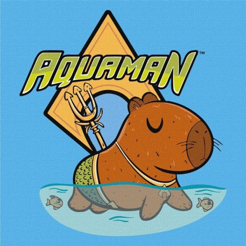 Malowanie po numerach - Kapibara Aquaman 30x30cm
