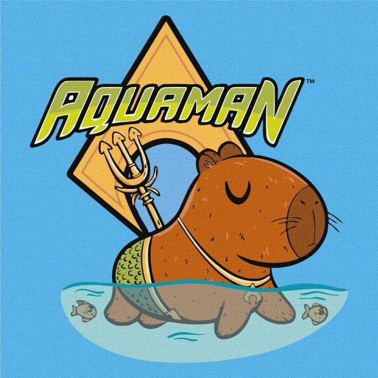 Malowanie po numerach - Kapibara Aquaman 30x30cm