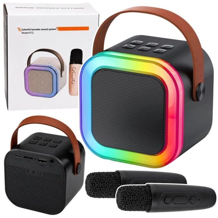 Karaoke głośnik Bluetooth 2 mikrofony LED