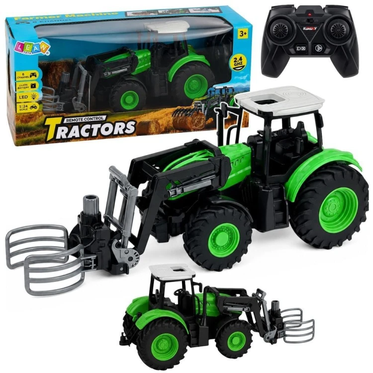 Traktor z chwytakiem do bali R/C 1:24, Leantoys