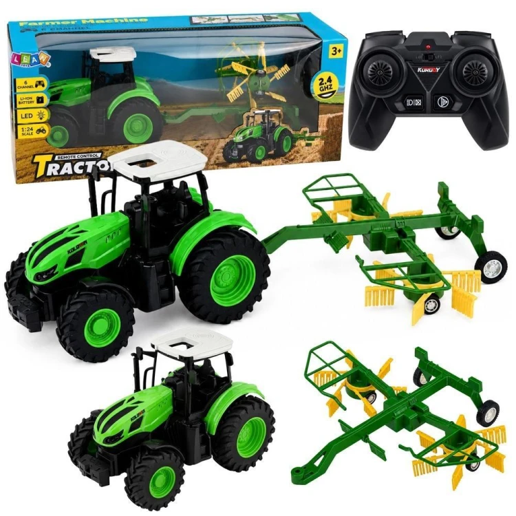 Traktor ze zgrabiarką R/C 1:24, Leantoys