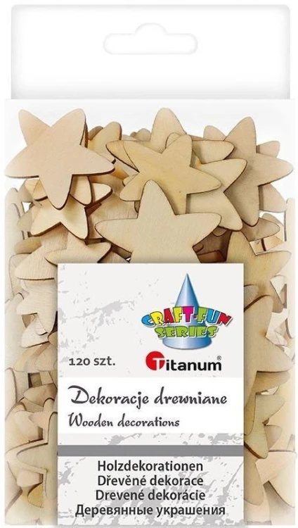 Drewniane gwiazdki 120szt, Titanum