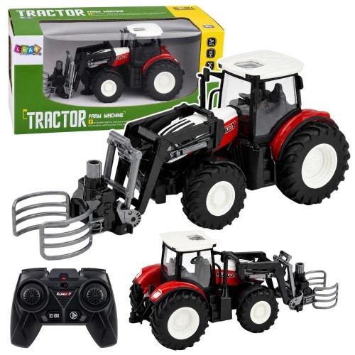 Traktor z chwytakiem do bel R/C 1:24, Leantoys