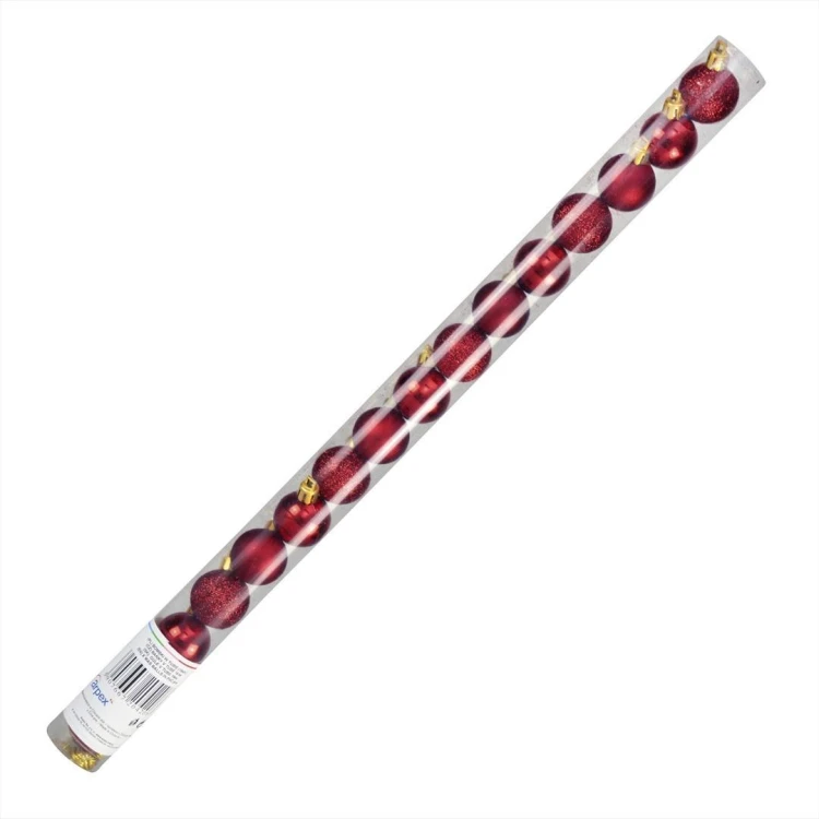Bombki w tubie bordowe 16szt
