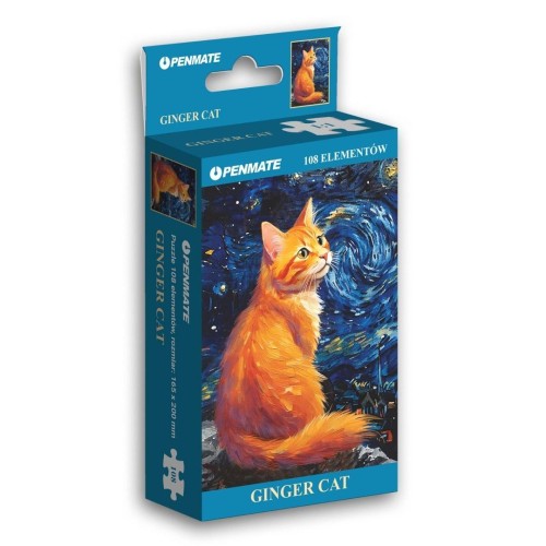Puzzle 108 mini Starry Night Ginger Cat, Penmate