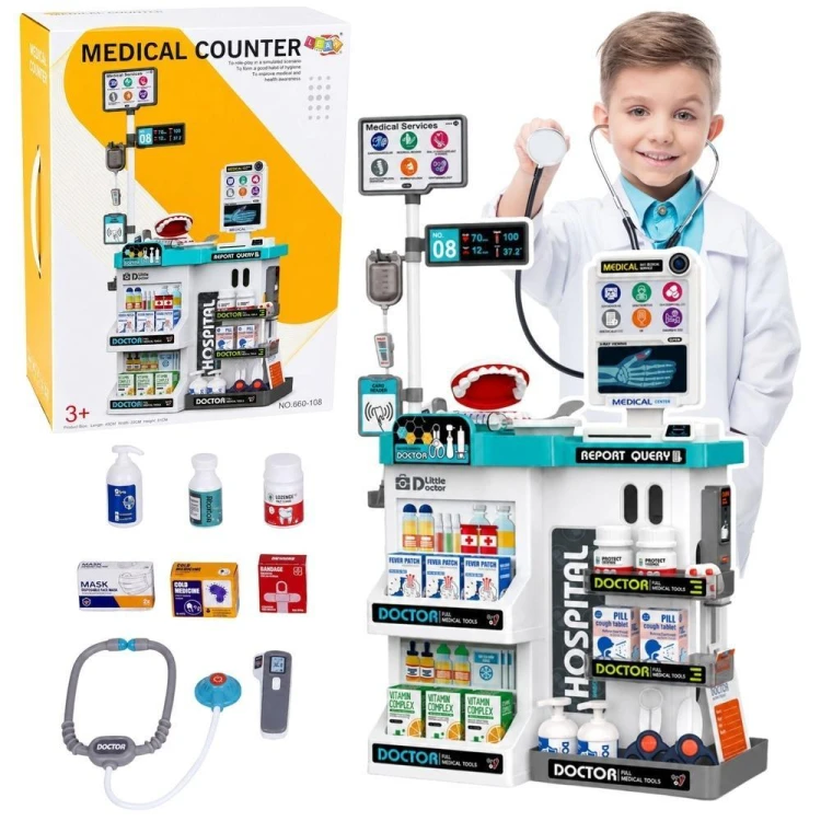 Duży zestaw lekarski 61 el., Leantoys