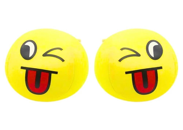 Miękka piłka buźka emoji żółta 9 cm, Leantoys