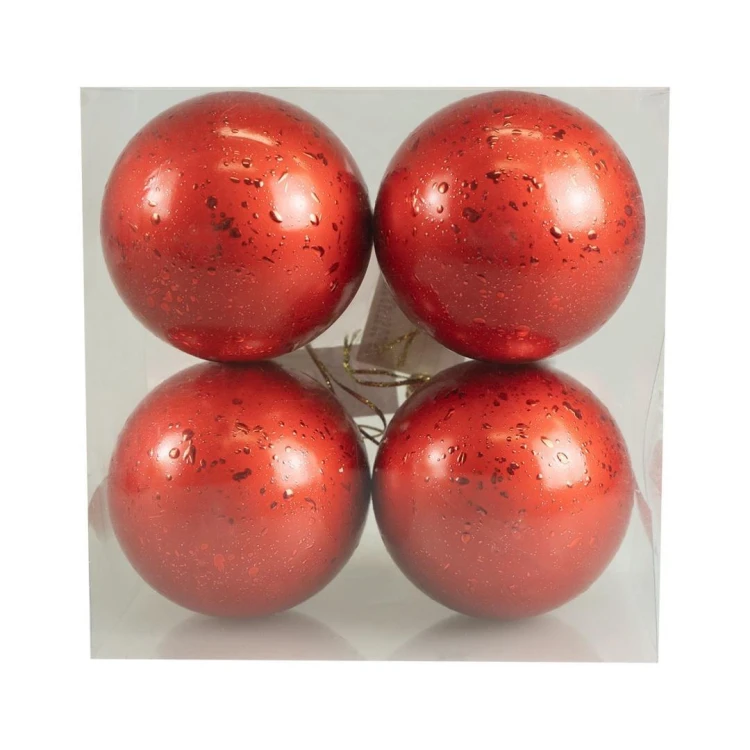 Bombki z efektem rosy czerwone 4szt