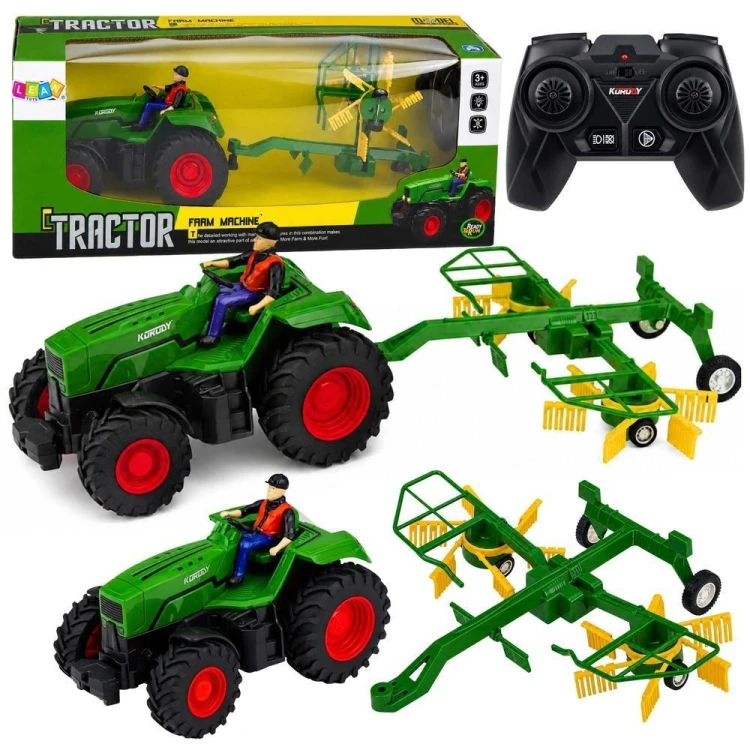 Traktor z zgrabiarką R/C 1:24, Leantoys