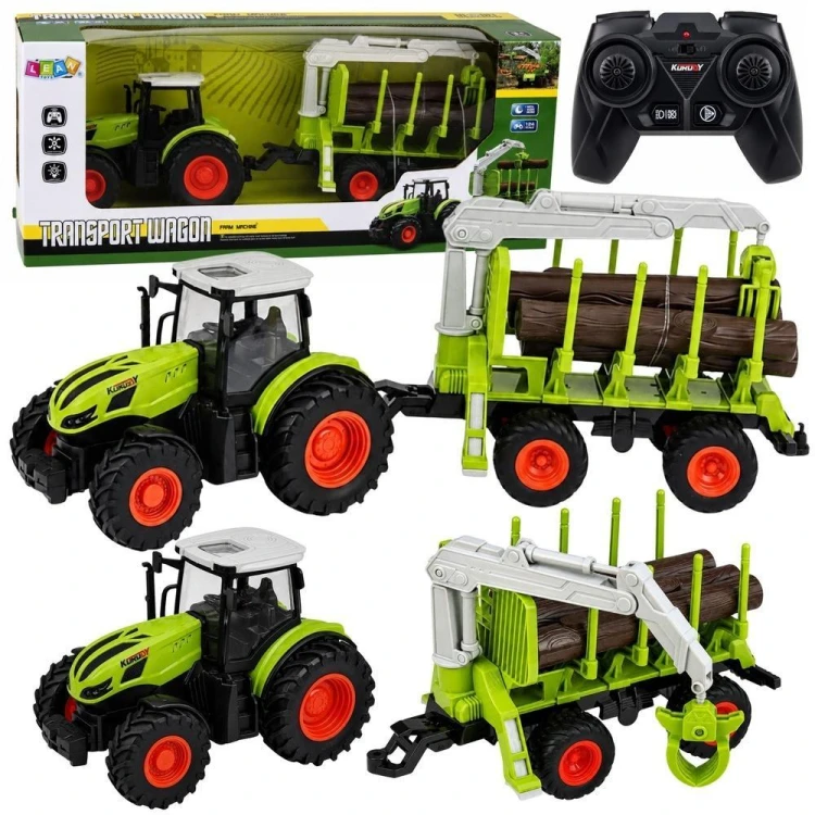 Traktor z przyczepą i chwytakiem do drewna R/C