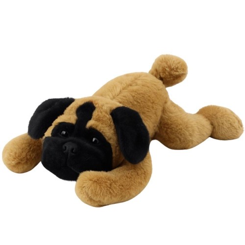 Pluszowa maskotka pies mops leżący brązowy 40 cm