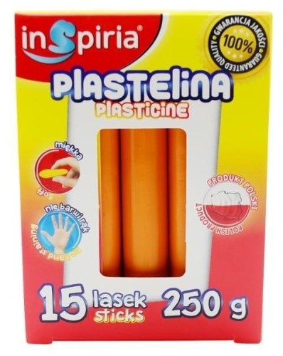 Plastelina pomarańczowa 15 lasek 250g, InSpiria
