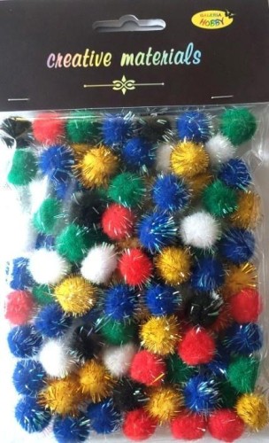 Pompony glitter 15mm 100szt, Galeria Hobby