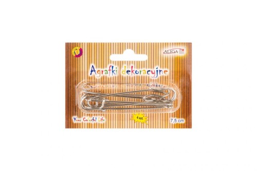 Agrafki dekoracyjne srebrne 7,5cm 4szt, Aliga