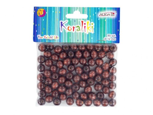 Koraliki drewniane 12mm 80szt, Aliga