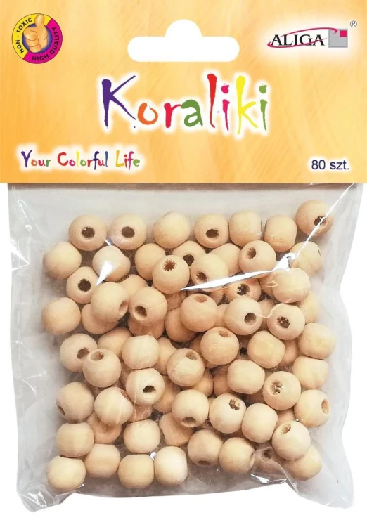 Koraliki drewniane 10mm 80szt, Aliga