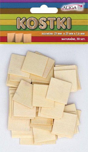 Kostki drewniane 25x25x1,3mm 50szt, Aliga