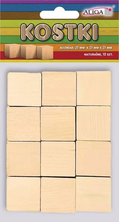 Kostki drewniane 25x25x25mm 12szt, Aliga