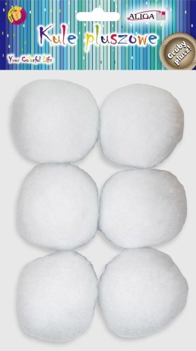 Kule pluszowe śnieżne 6cm 6szt, Aliga