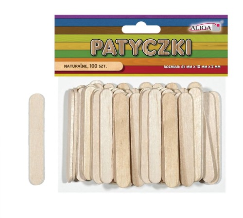 Patyczki bezbarwne 65x10x2mm 100szt, Aliga