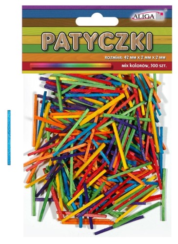 Patyczki kolorowe 42x2x2mm 500szt, Aliga