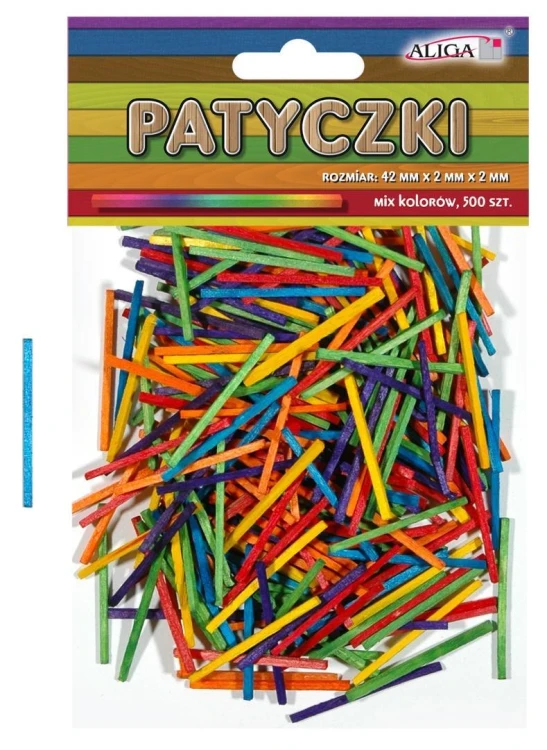 Patyczki kolorowe 42x2x2mm 500szt, Aliga