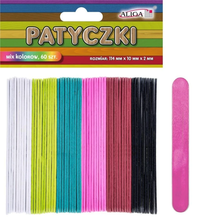 Patyczki kolorowe 114x10x2mm 60szt, Aliga