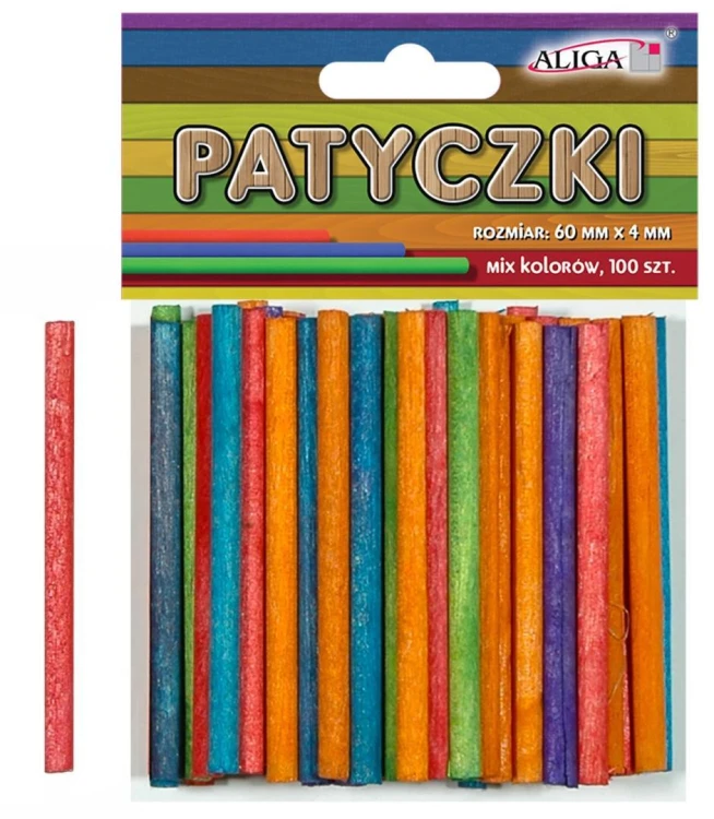 Patyczki kolorowe 60x4mm 100szt, Aliga