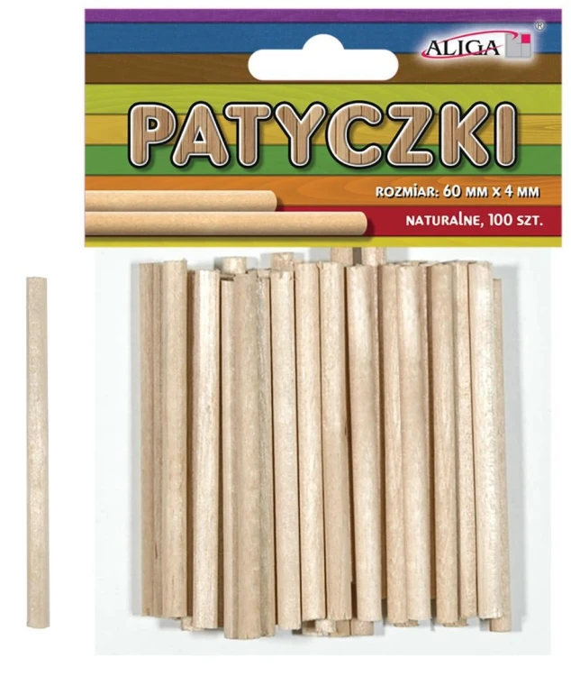 Patyczki bezbarwne 60x4mm 100szt, Aliga