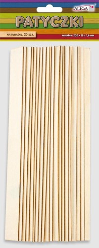 Patyczki bezbarwne 200x18x1,6mm 20szt, Aliga
