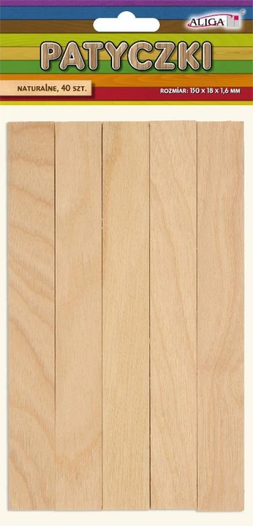Patyczki bezbarwne 150x18x1,6mm 40szt, Aliga