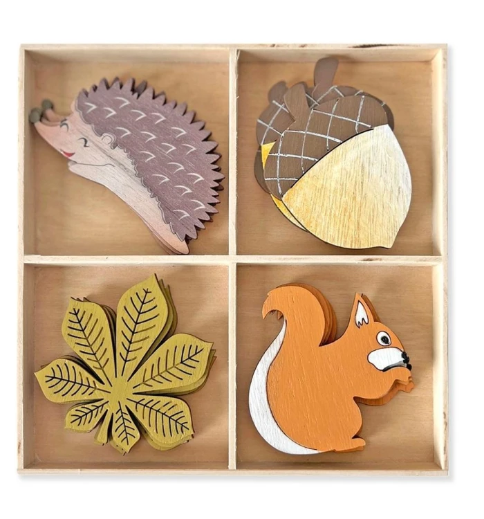 Kształty z drewna las 7cm 16szt, Dalprint