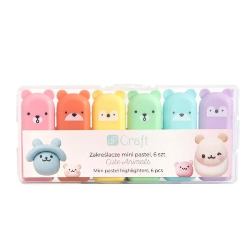 Zakreślacze mini pastel cute animals 6szt