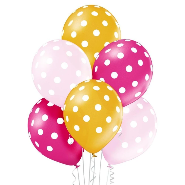 Balony kropki różowo-złote 30cm 6szt